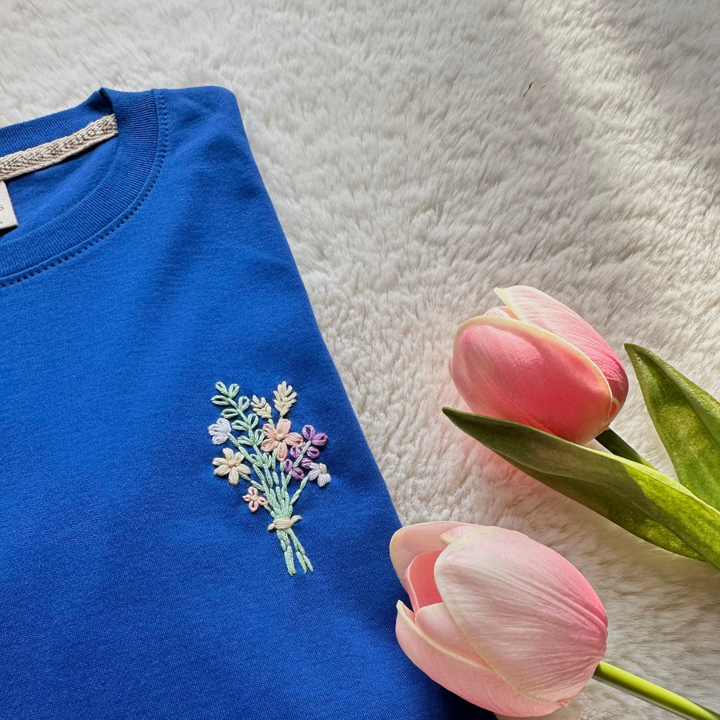 Embroidered T-shirt Royal Blue