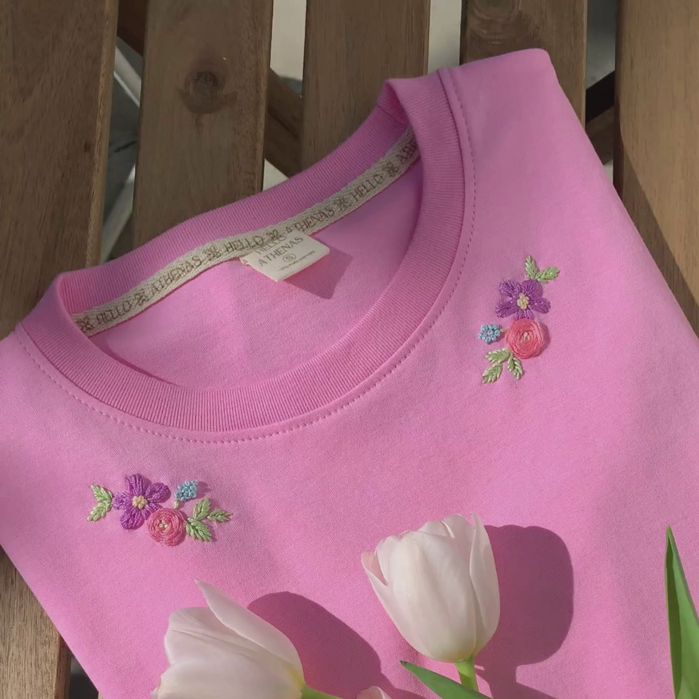 Embroidered T-shirt Pink